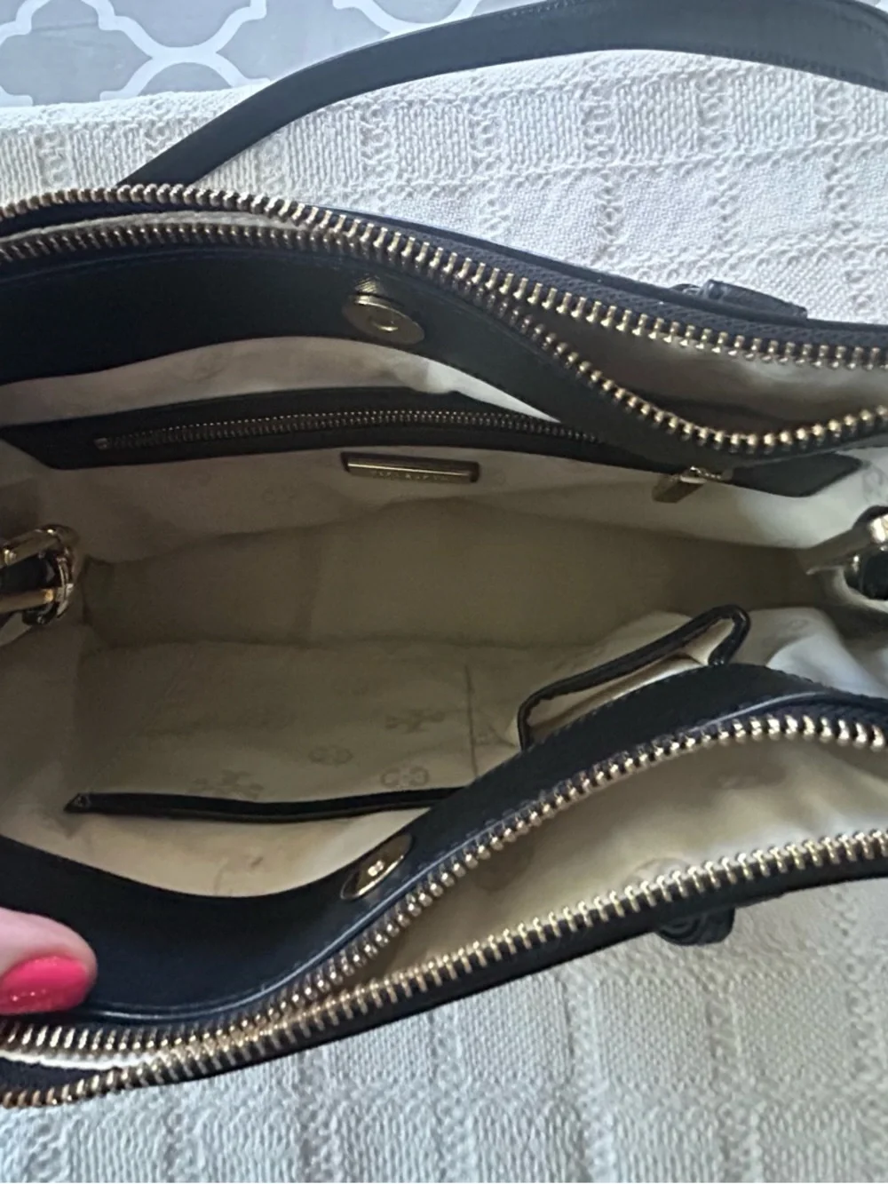 Tory Burch Black Perforated Leather Satchel - Women's Crossbody Tote